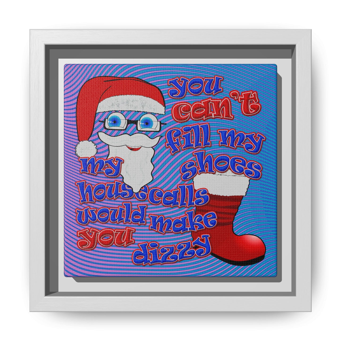 santa's shoes - framed canvas art (light blue-purple wave)