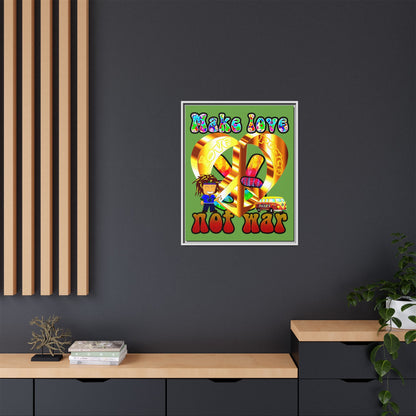 love peace - framed canvas art (green)