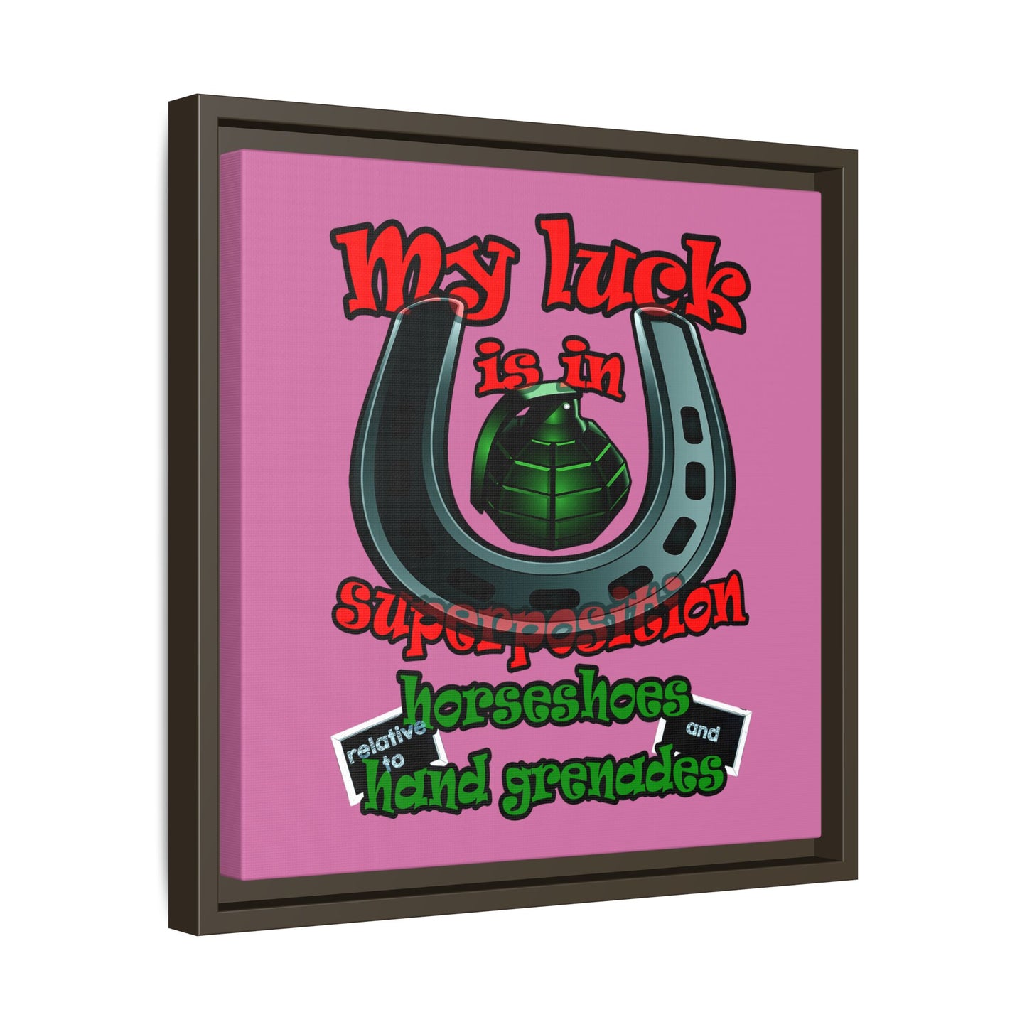 my luck - framed canvas art (light pink)