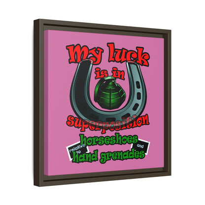 my luck - framed canvas art (light pink)