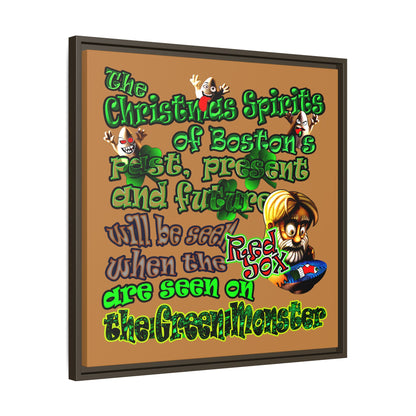 christmas spirits of boston - framed canvas art (light brown)