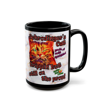 schrodinger's cat - Black Mug (white marble)