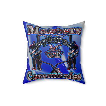 em cee squared - Spun Polyester Square Pillow - (blue-white wave)