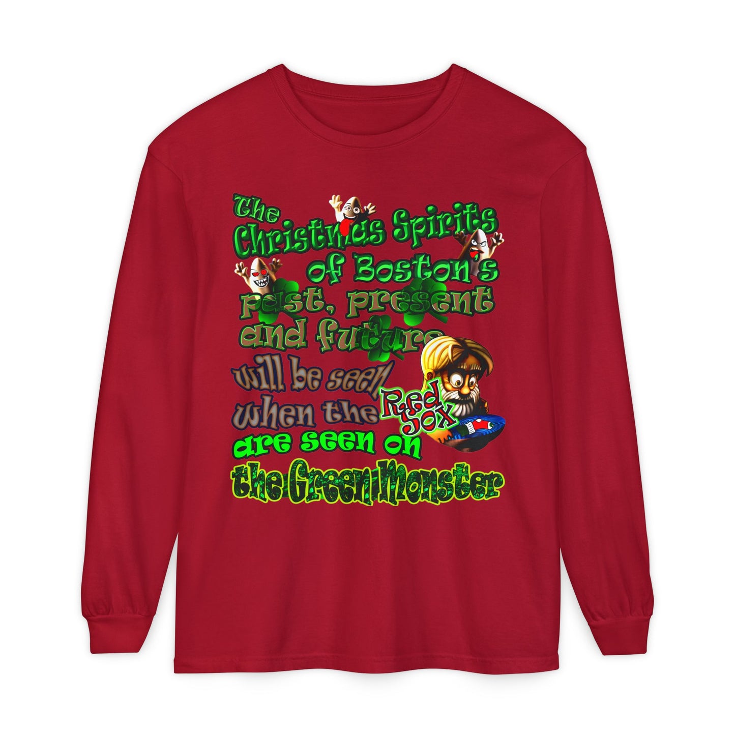 christmas spirits of boston - Unisex Garment-dyed Long Sleeve T-Shirt