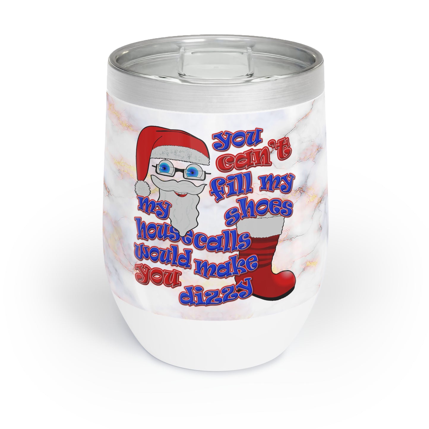 santa's shoes - Chill Wine Tumbler (white marble)