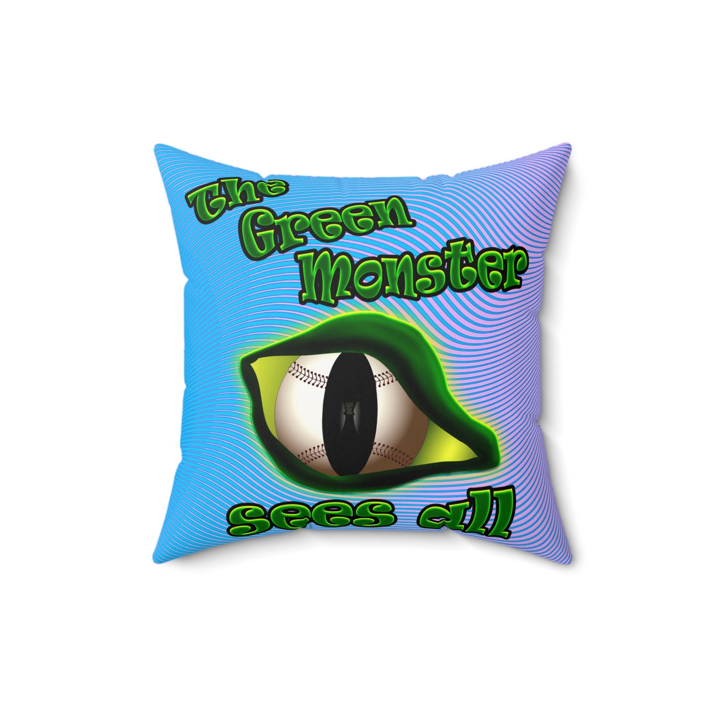 green monster - Faux Suede Square Pillow - (light blue-purple wave)