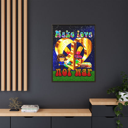 love peace - framed canvas art ('snoops' background)