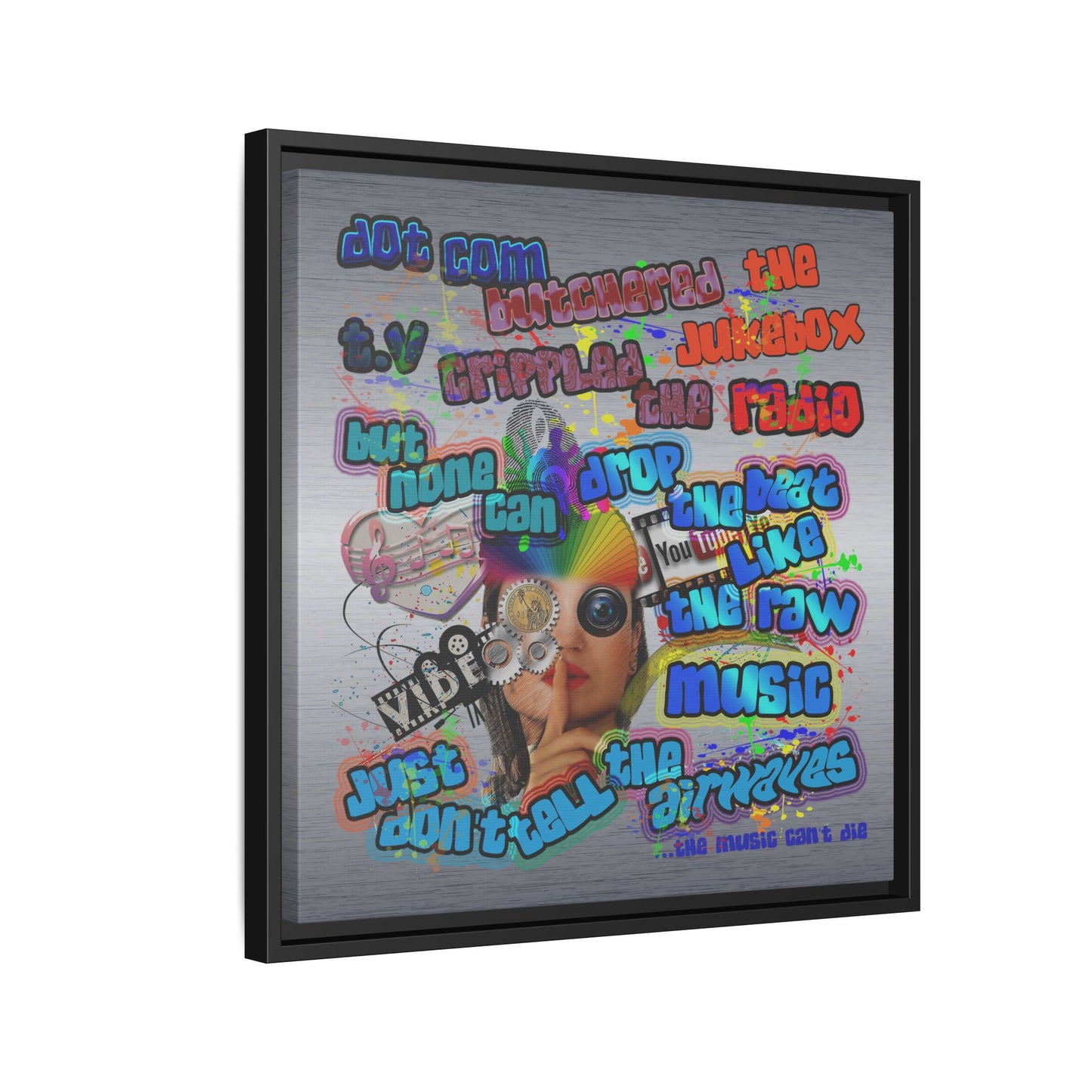 drop the beat - framed canvas art (brushed nickel)