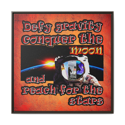 defy conquer reach - framed canvas art (burnt orange)