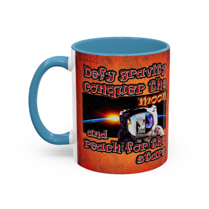 defy conquer reach - Accent Mug (burnt orange)