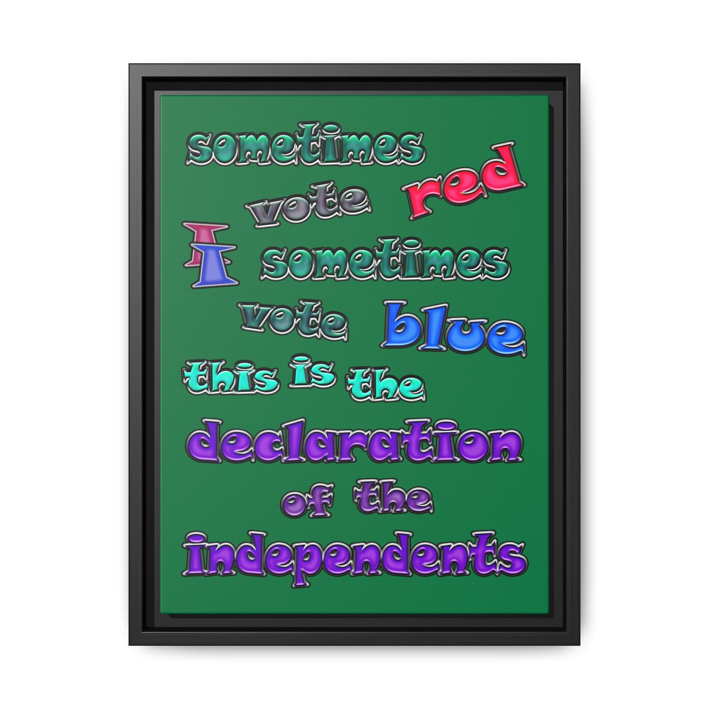 declaration of the independents - framed canvas art (dark green)