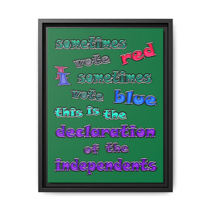declaration of the independents - framed canvas art (dark green)