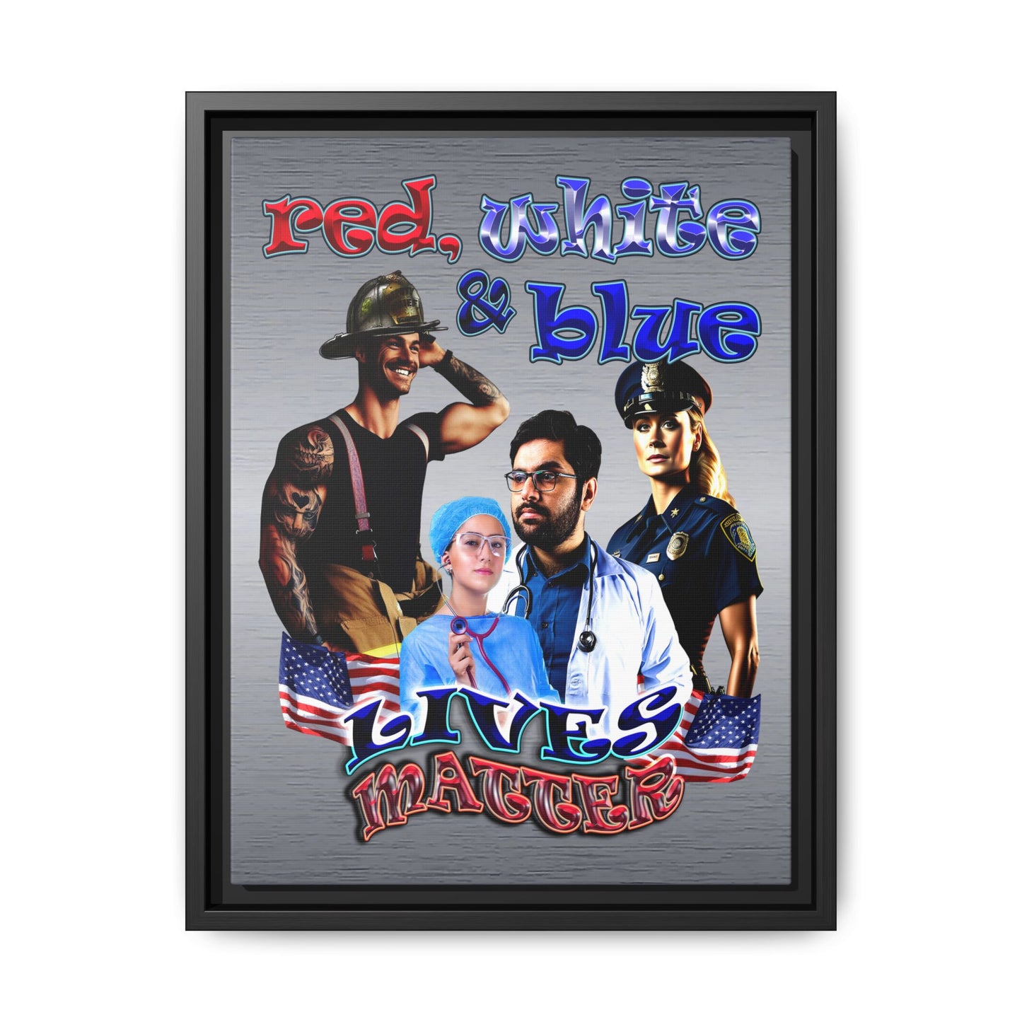 rw&b lives matter - framed canvas art (brushed nickel)