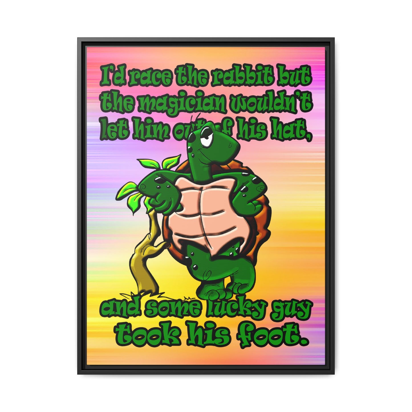 turtle race - framed canvas art (color blur)