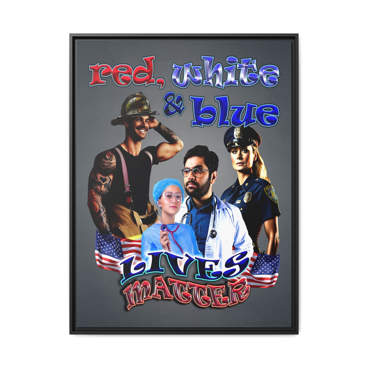 rw&b lives matter - framed canvas art (grey-light grey)