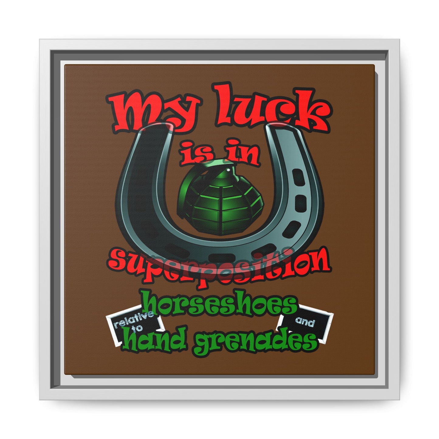 my luck - framed canvas art (brown)