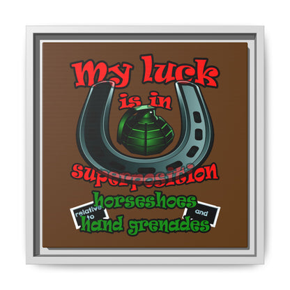 my luck - framed canvas art (brown)
