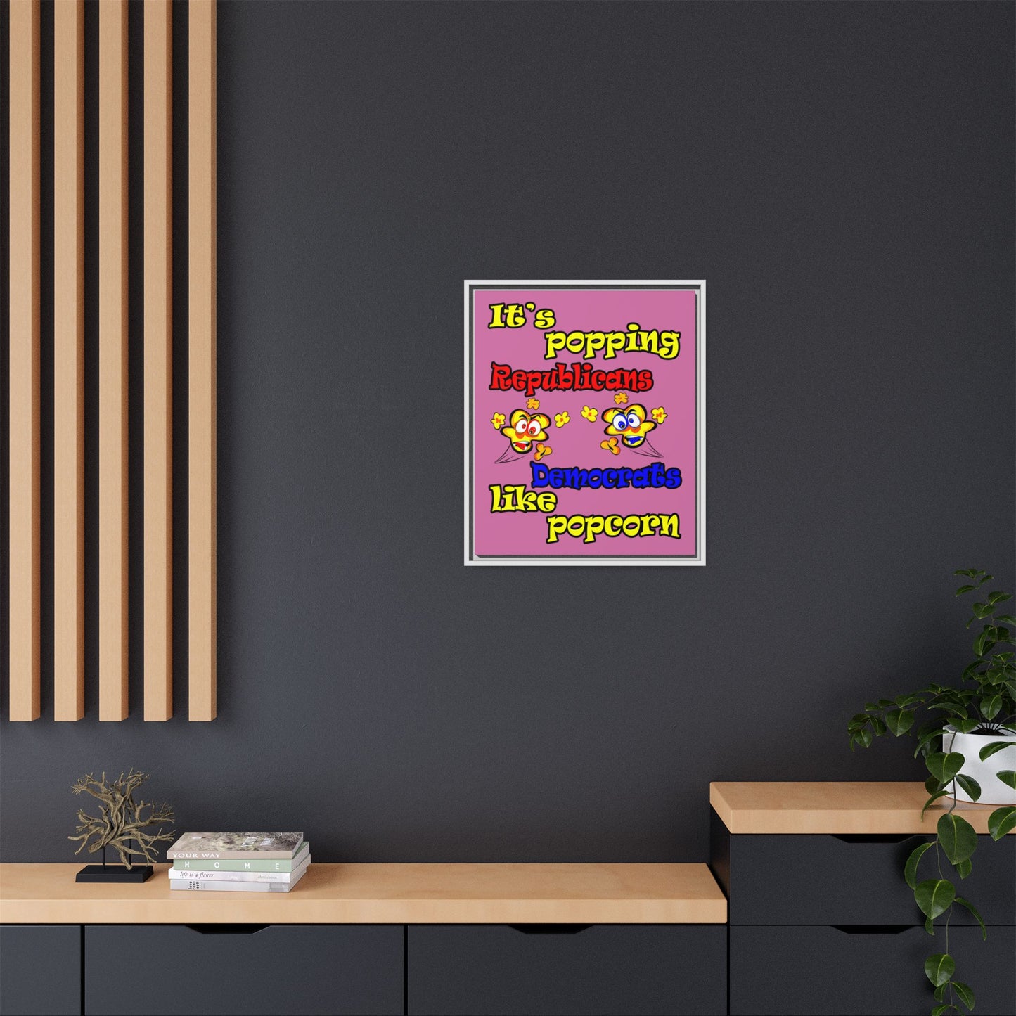 popping like popcorn - framed canvas art (light pink)