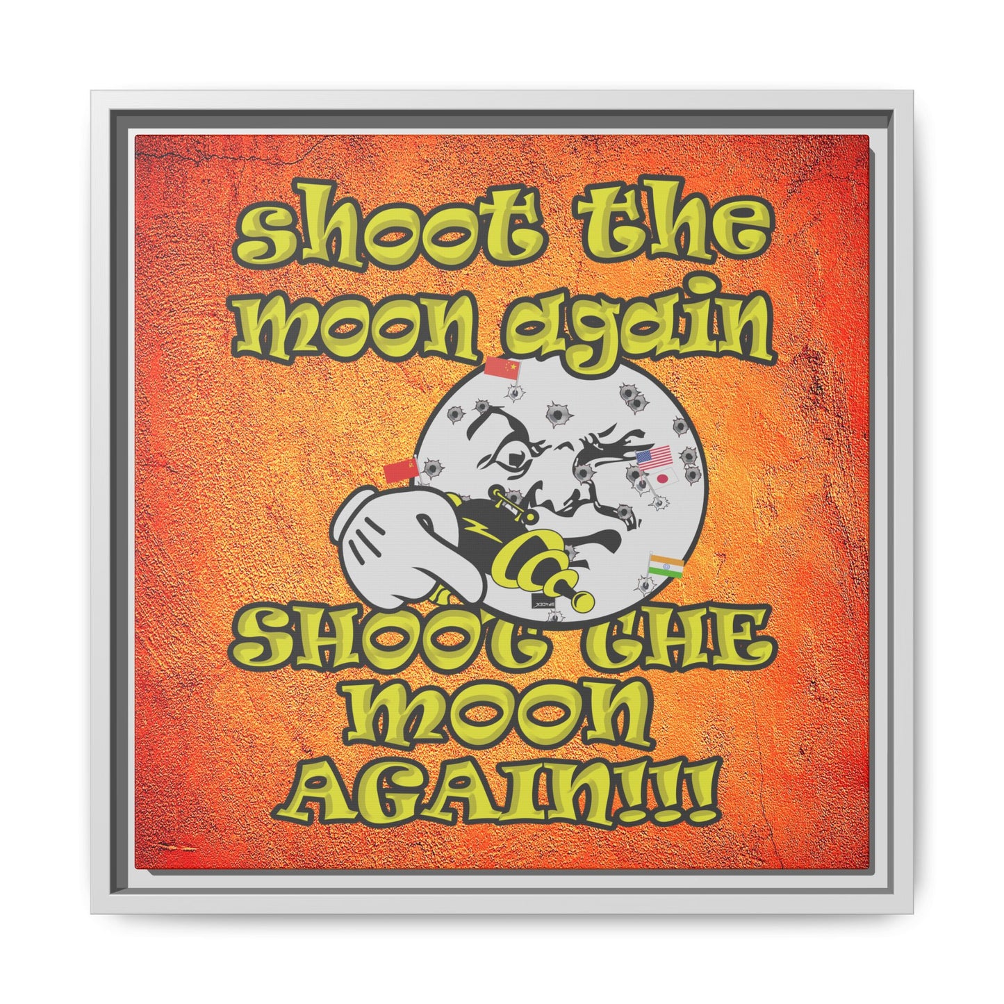 shoot the moon again - framed canvas art (burnt orange)