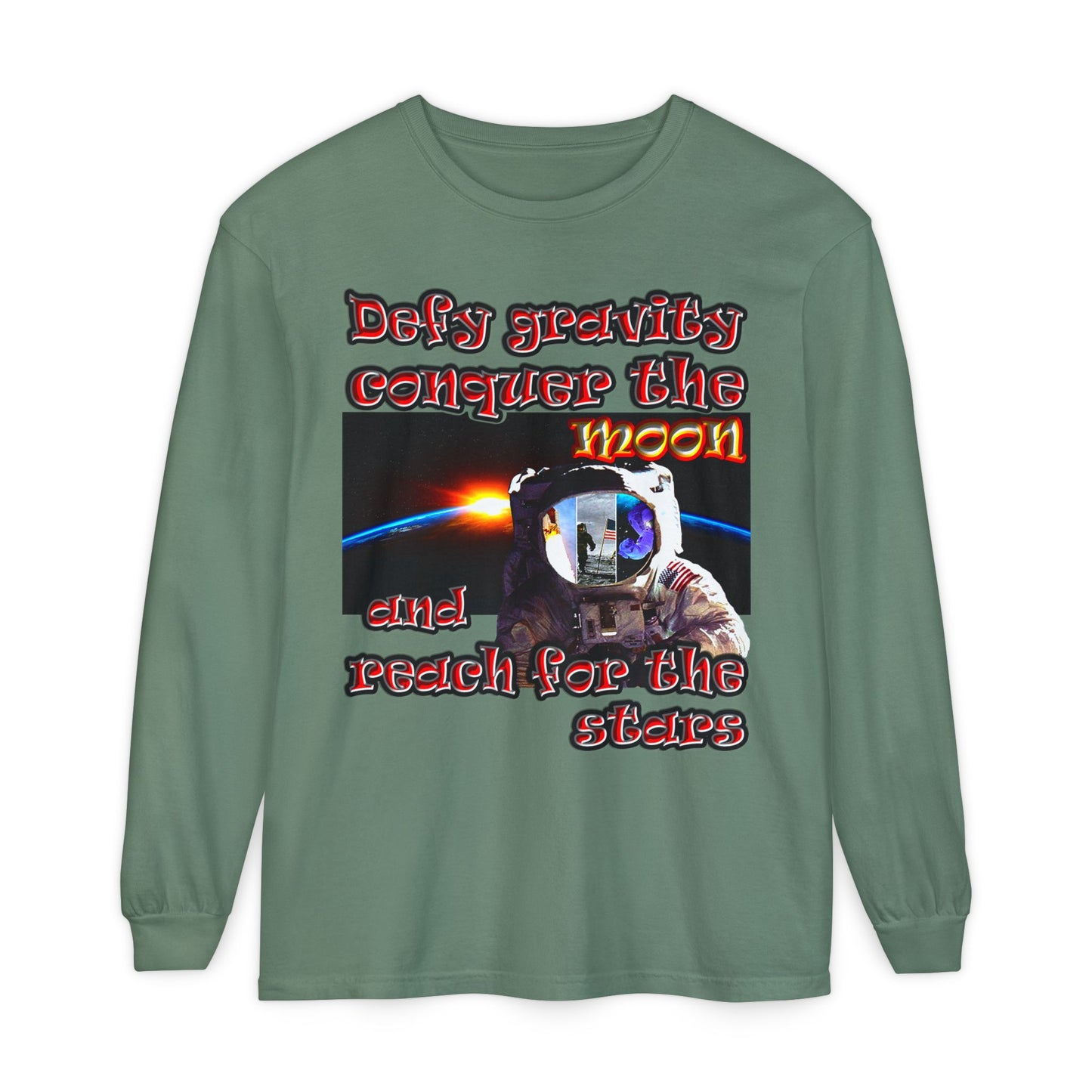 defy conquer reach - Unisex Garment-dyed Long Sleeve T-Shirt