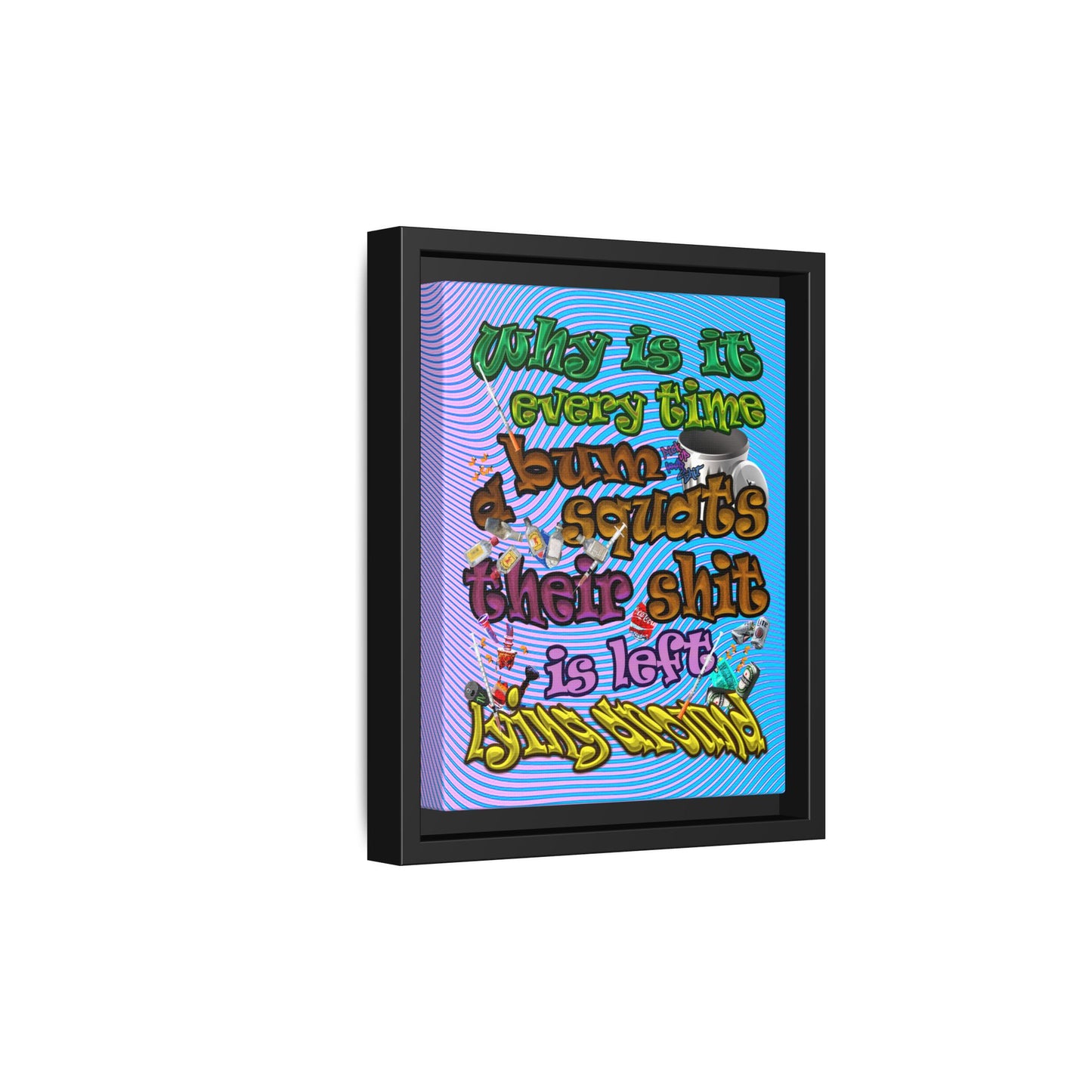 the bum's shit - framed canvas art (light blue-purple wave)
