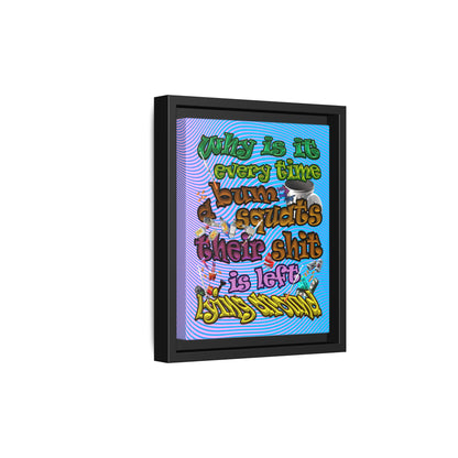 the bum's shit - framed canvas art (light blue-purple wave)