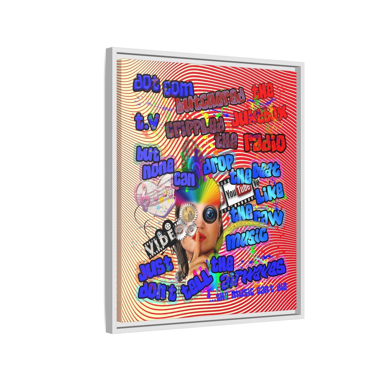 drop the beat - framed canvas art (yellow-orange wave)