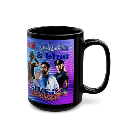rw&b lives matter - Black Mug (purple wave)