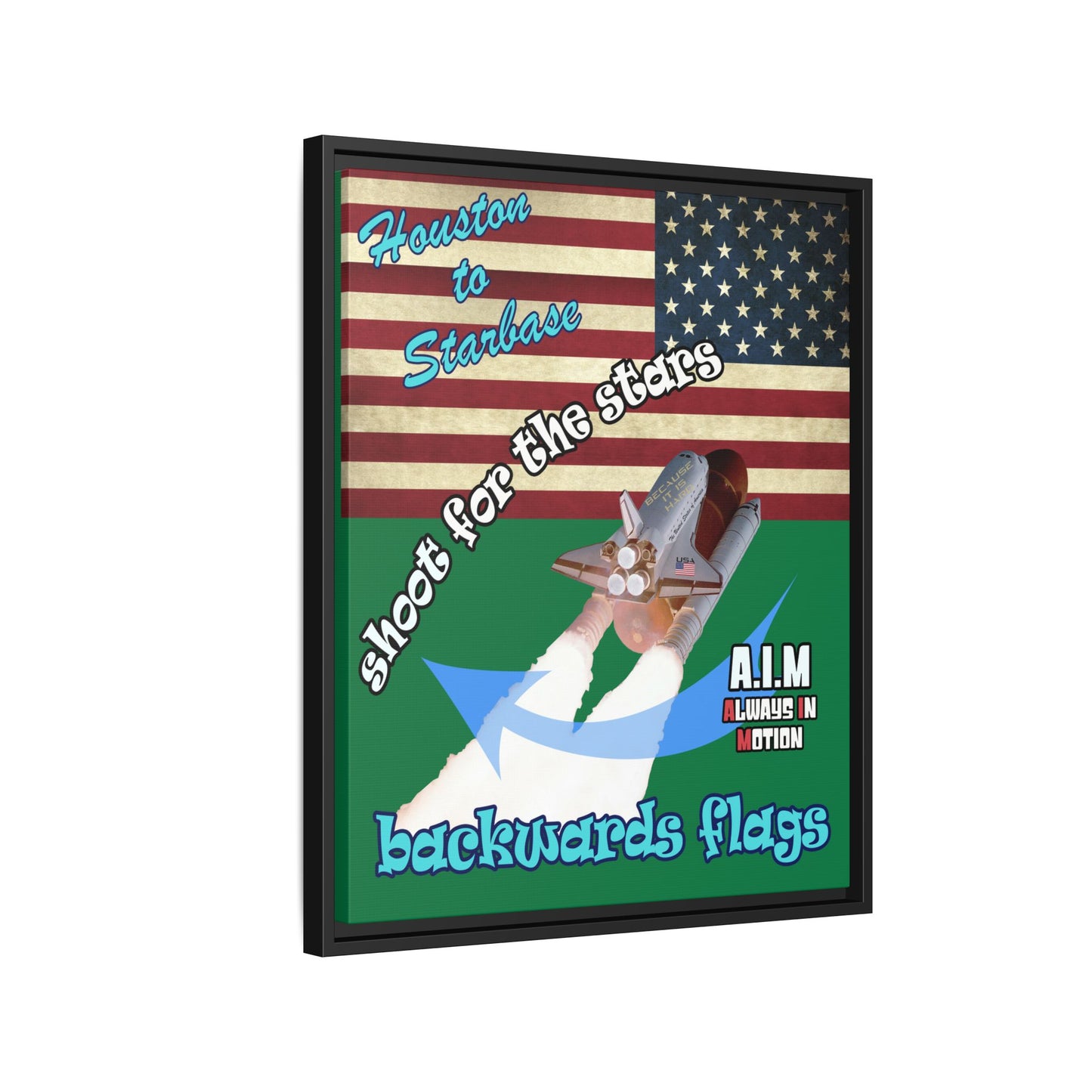 shoot for the stars - framed canvas art (dark green)