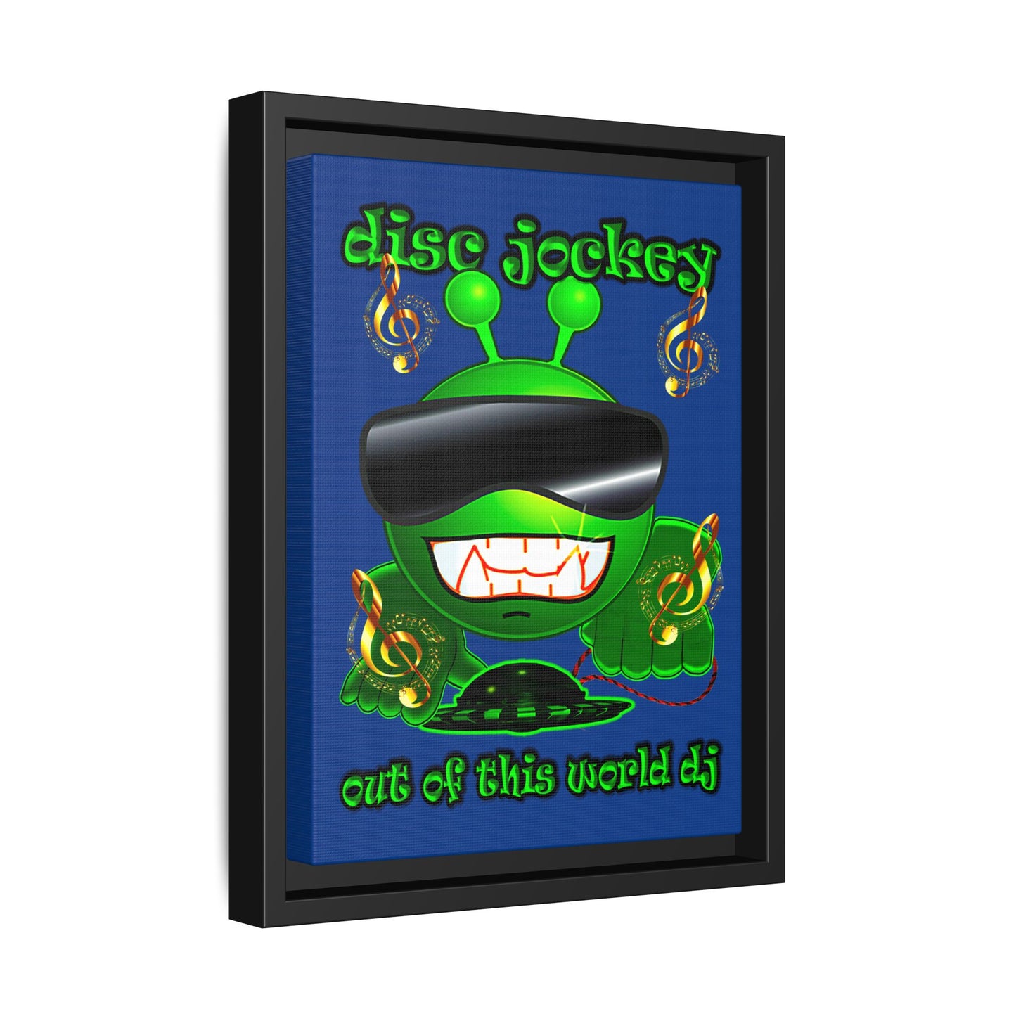 disc jockey - framed canvas art (dark blue)