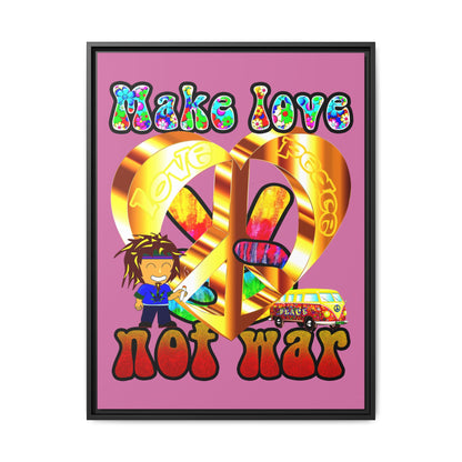 love peace - framed canvas art (light pink)