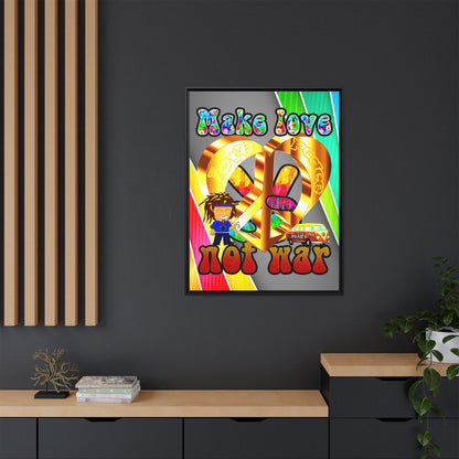 love peace - framed canvas art (rainbow split)