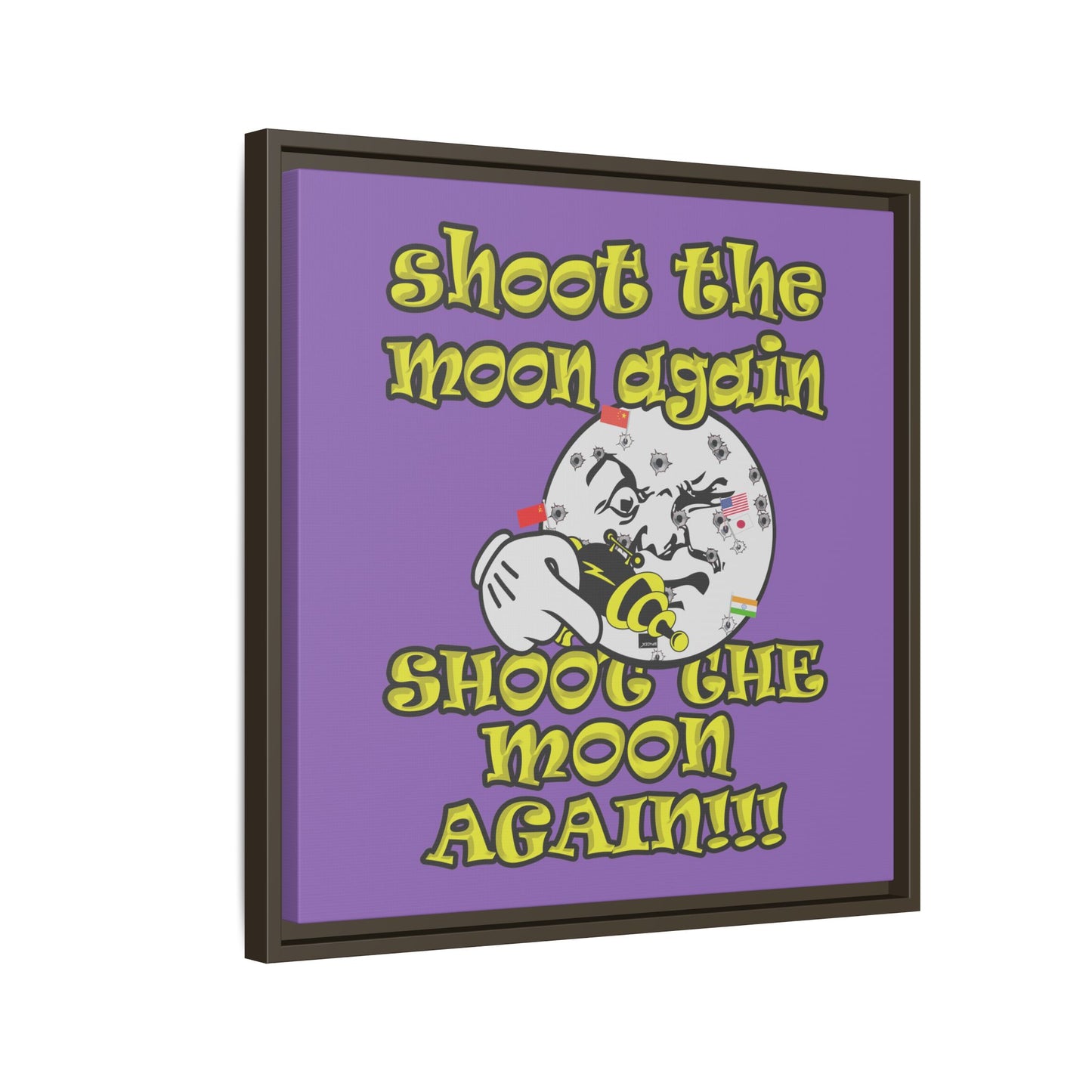 shoot the moon again - framed canvas art (light purple)