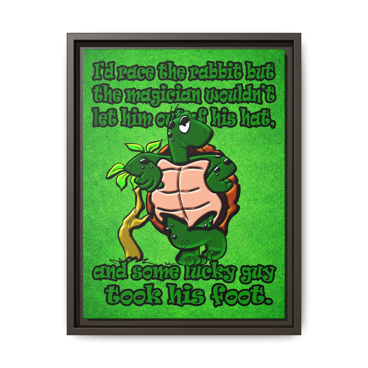 turtle race - framed canvas art (green turf)