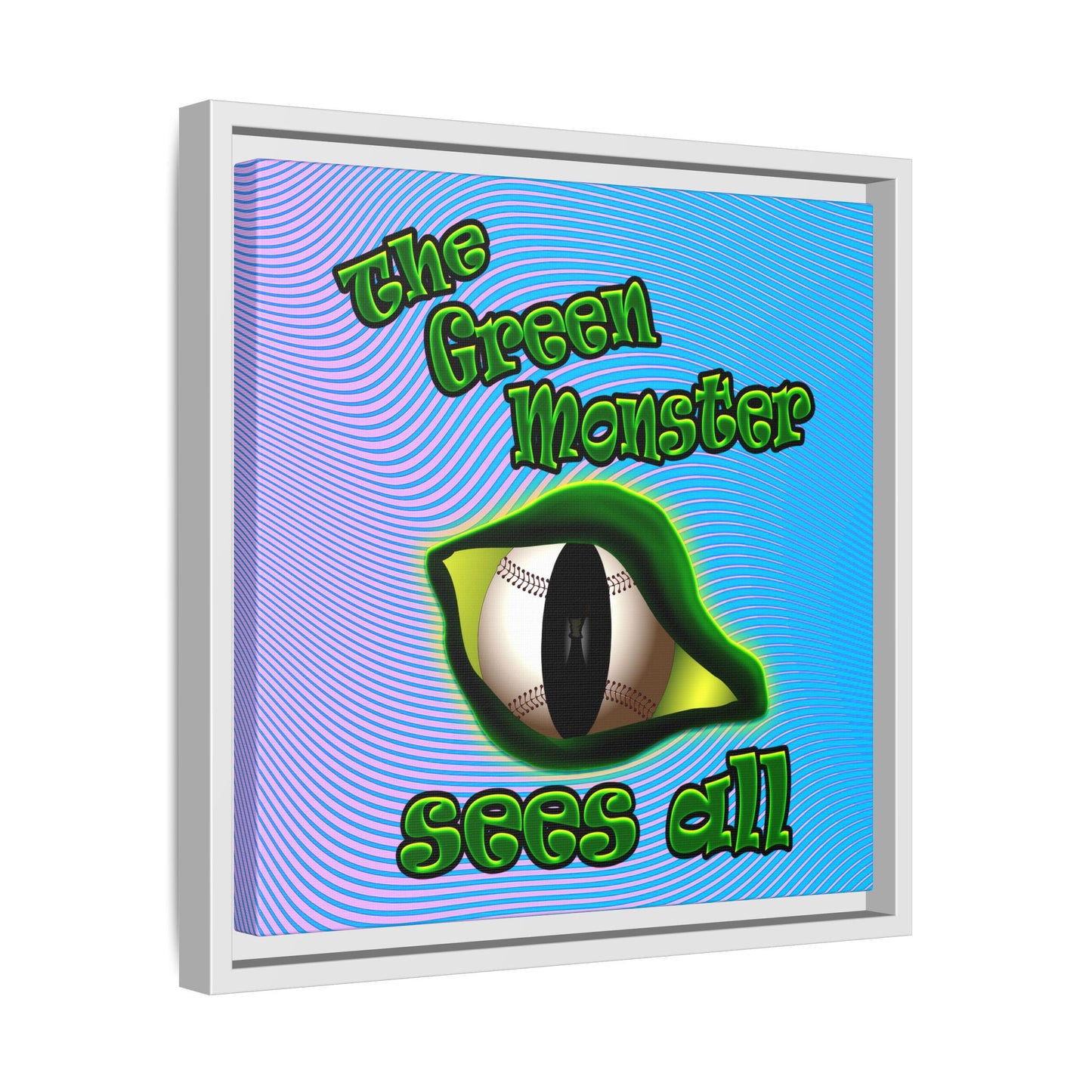 green monster - framed canvas art (light blue-purple wave)