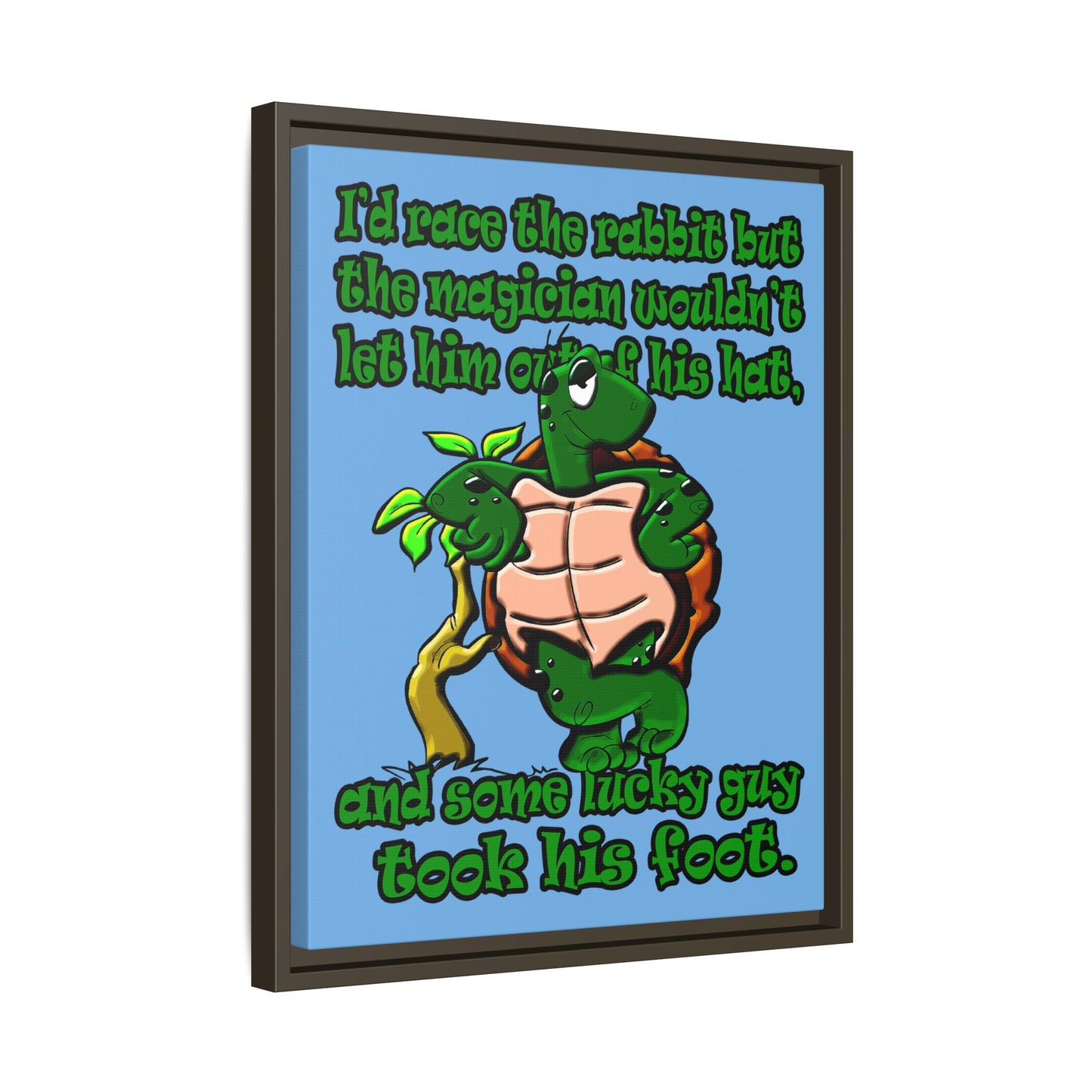 turtle race - framed canvas art (light blue)