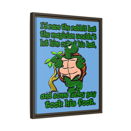 turtle race - framed canvas art (light blue)
