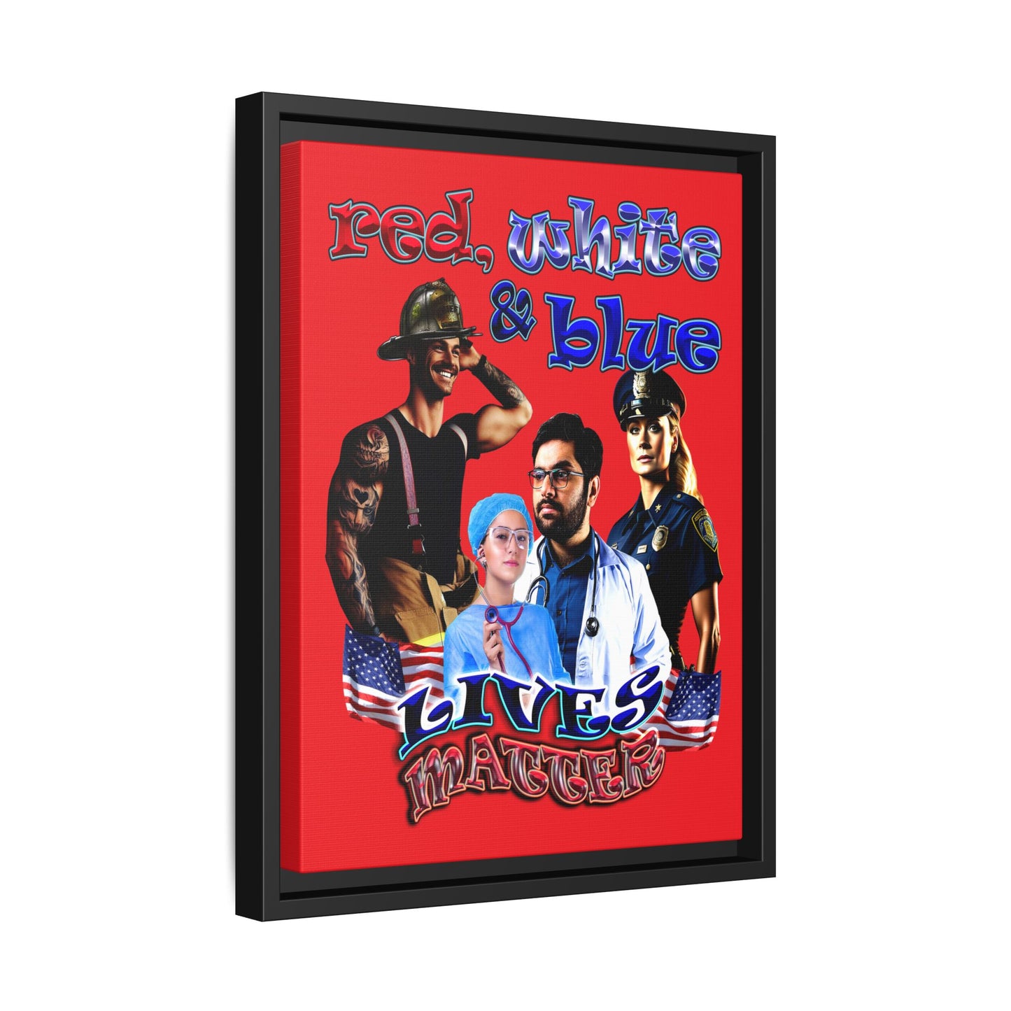 rw&b lives matter - framed canvas art (red)