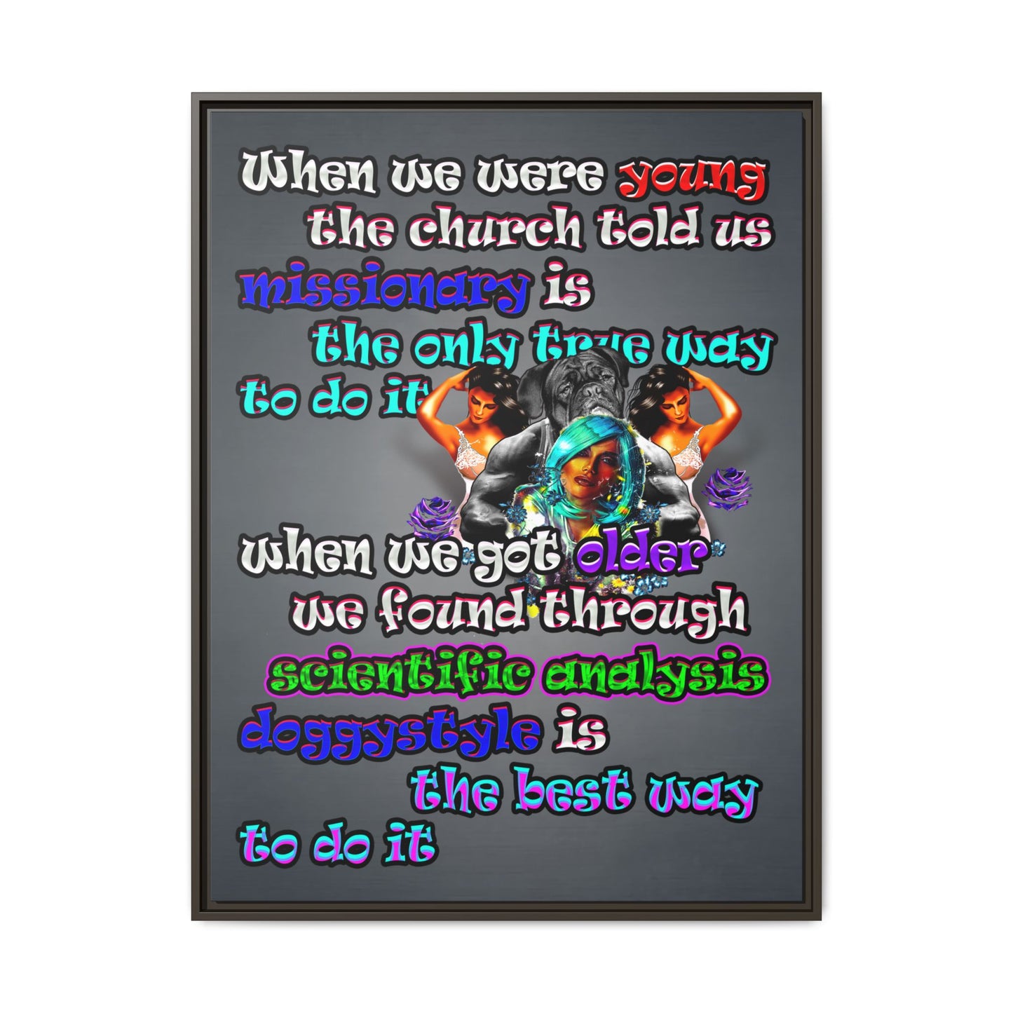 doggystyle - framed canvas art (grey-light grey)
