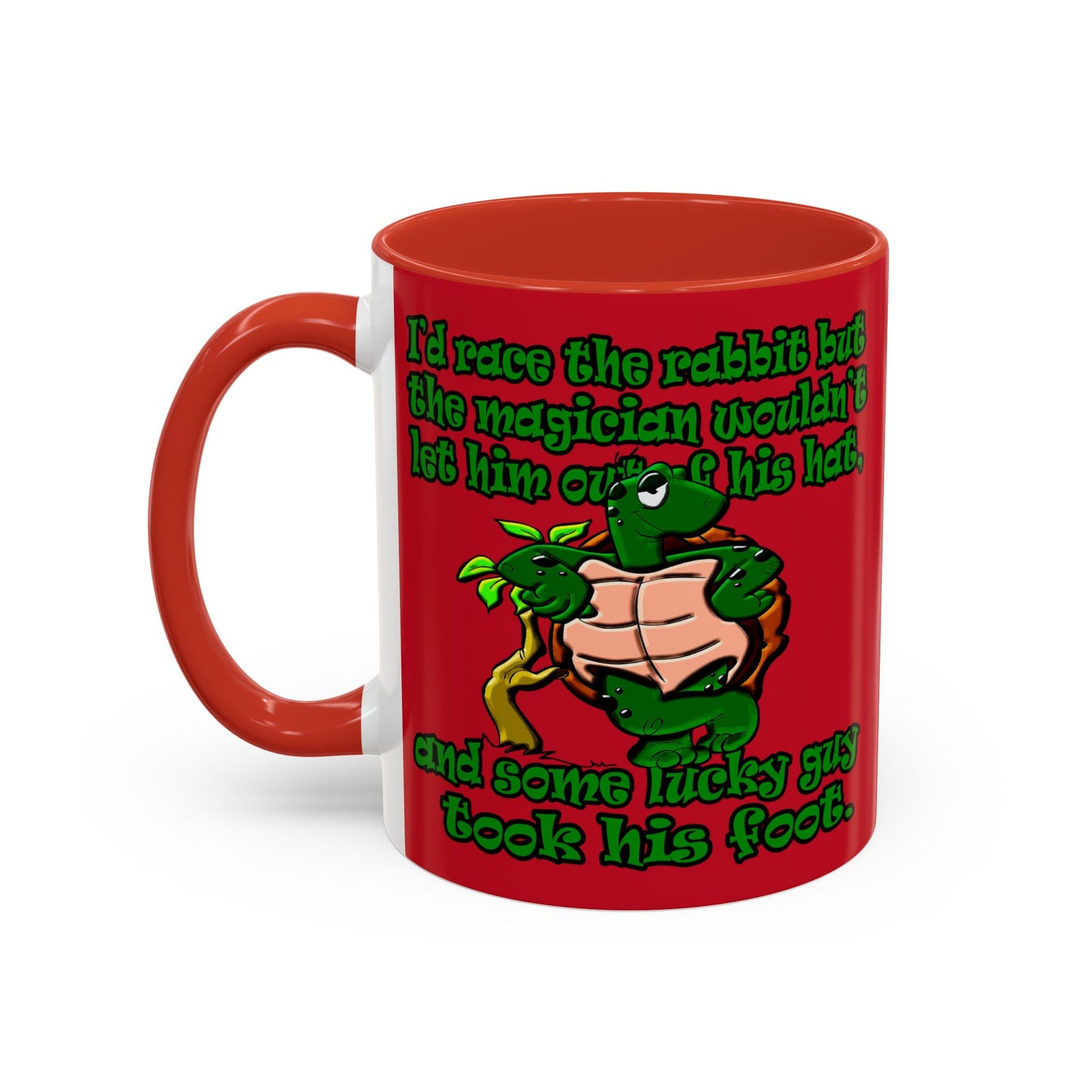turtle race - Accent Mug (dark red)