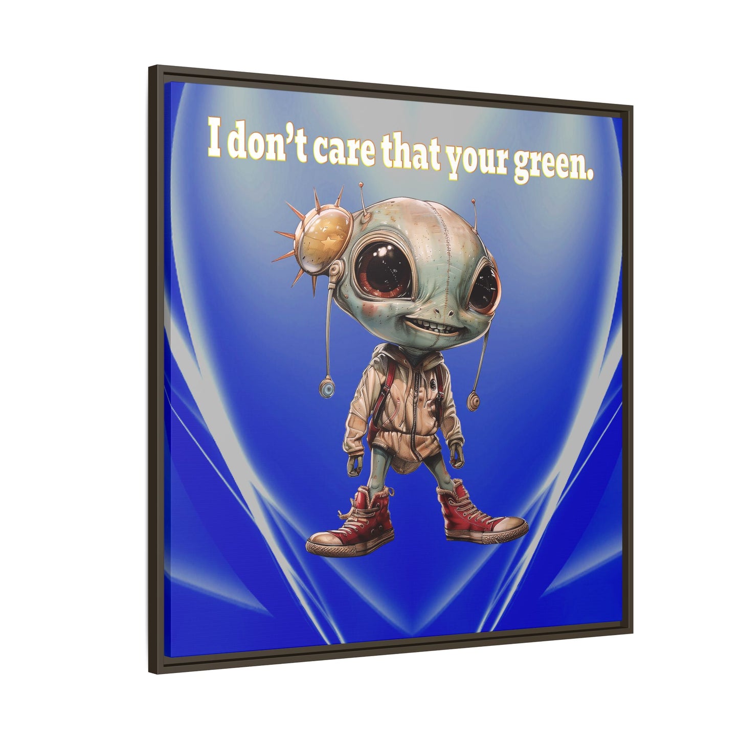I don't care that your green - framed canvas art (blue-white wave)