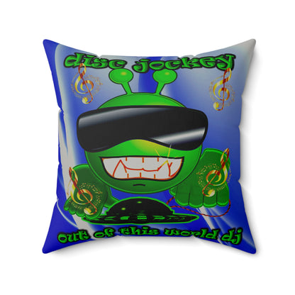 disc jockey - Faux Suede Square Pillow - (blue-white wave)