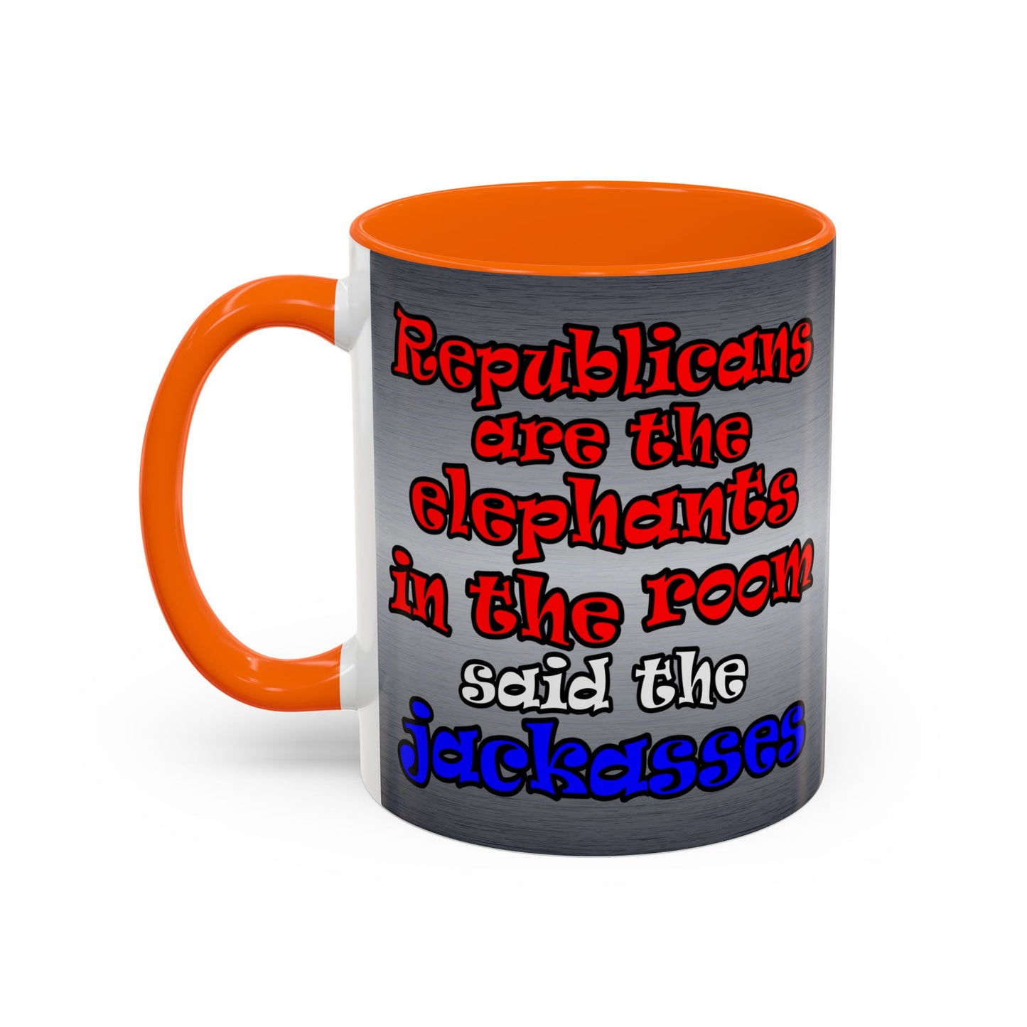 donkeys and elephants - Accent Mug (brushed nickel)