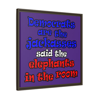 donkeys and elephants - framed canvas art (purple)