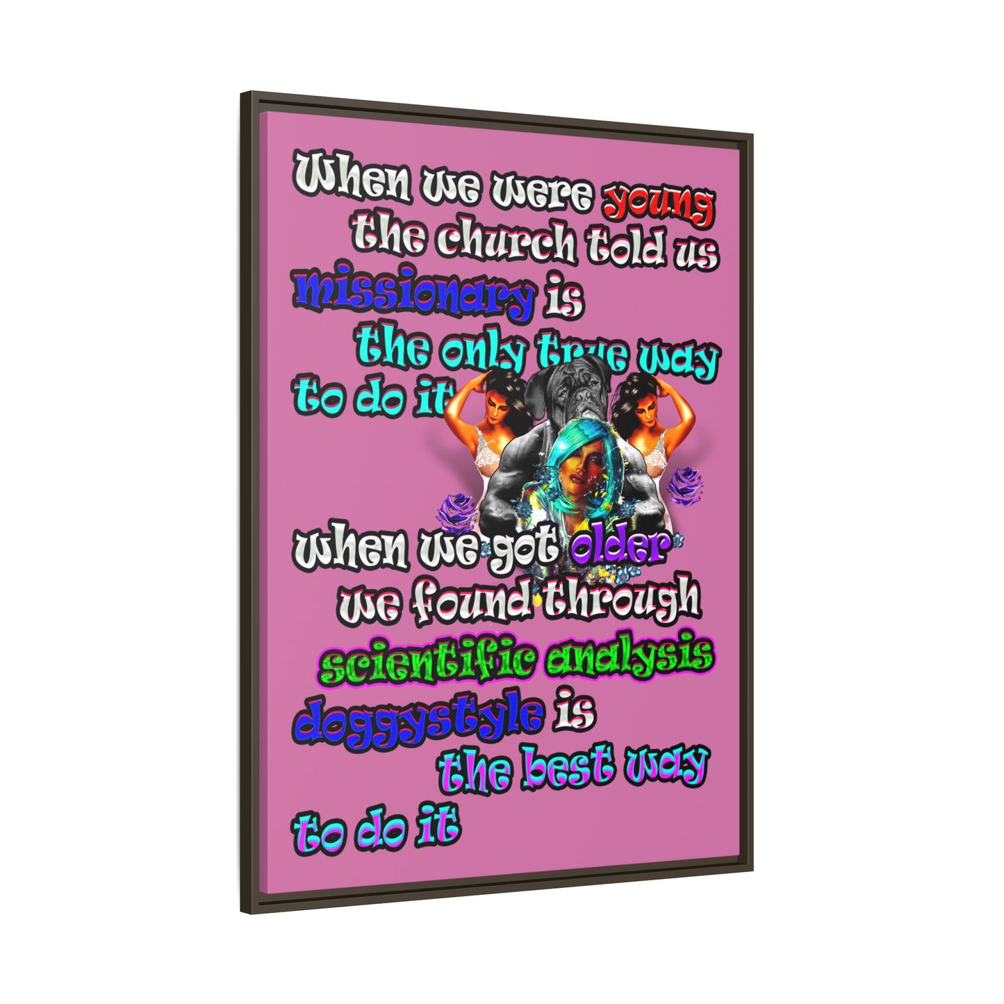 doggystyle - framed canvas art (light pink)