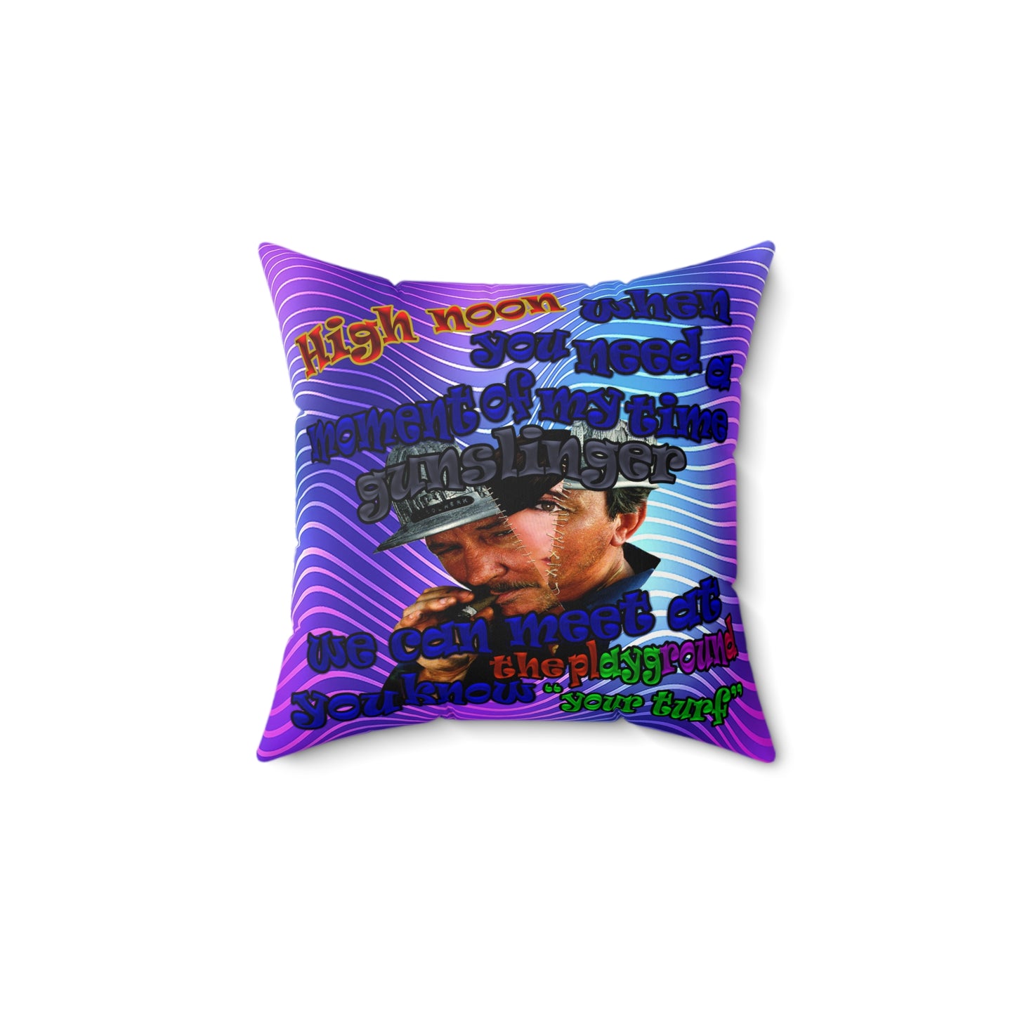 high noon - Faux Suede Square Pillow - (purple wave)