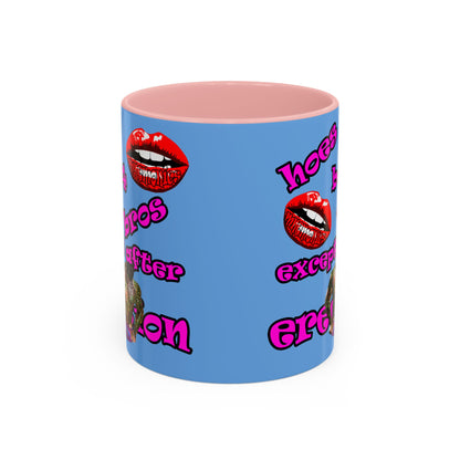 hoes b4 bros - Accent Mug (light blue)