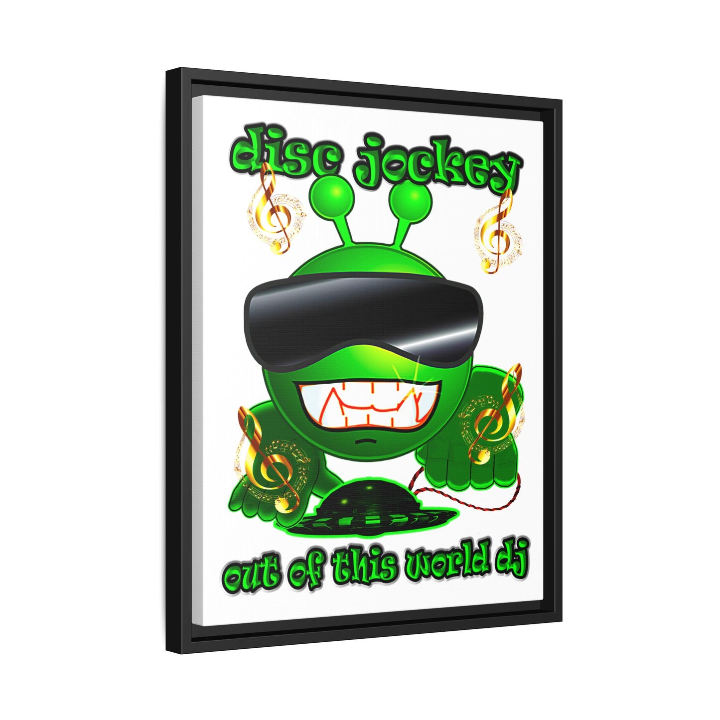 disc jockey - framed canvas art (white)
