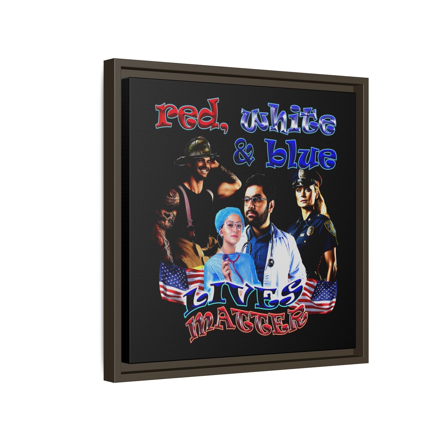 rw&b lives matter - framed canvas art (black)