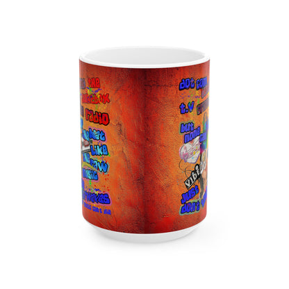 drop the beat - White Mug (burnt orange)